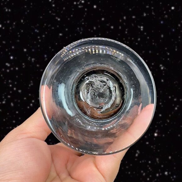 Hand Blown Art Glass Vase Bowl With Applied Base Clear Smokey Gray Black 4”T - Picture 4 of 15